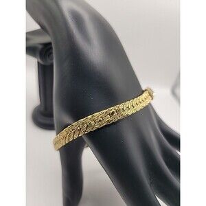 Vintage Gold Tone Woven Herringbone Bracelet Jewelry